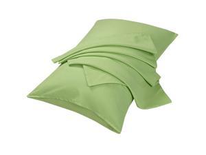 Set of 2 Pillow Cases Double Brushed Microfiber Pillowcases - Envelope Closure - Wrinkle, Fade, Stain Resistant - Travel, Sage Green