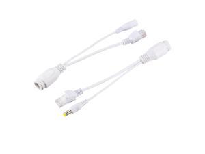 1pair POE Splitter Injector Kit Waterproof Power over Ethernet Cable Kit White with 5.5x2.1mm DC Connector