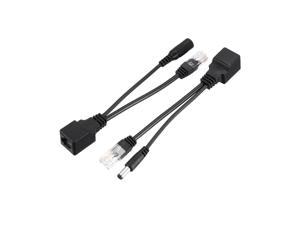 4pair POE Splitter Injector Kit 12V Power over Ethernet Cable Kit Black with 5.5x2.1mm DC Connector