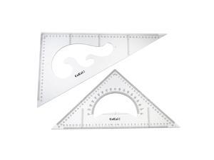 uxcell Triangle Ruler Square Set with Built-in Protractor 18cm 30/60 and 13cm 45/90 Degrees Set of 2 