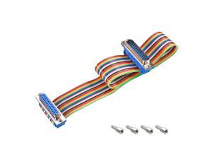 IDC Rainbow Wire Flat Ribbon Cable DB25 Male to DB25 Female Connector 2.54mm Pitch 11.8inch Length IDC Rainbow Wire Flat Ribbon Cable DB25 Male to DB25 Female Connector 2.54mm Pitch 11.8inch Length