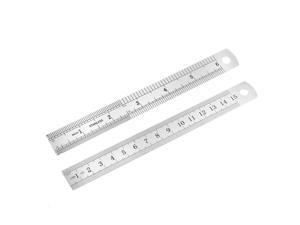 Straight Ruler 20cm 8 Inch Stainless Steel Measuring Tool with Hole 2pcs 