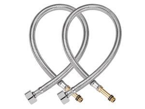Faucet Supply Line Connector 1/2 Inch IPS Female X M10 Male 16 Inch Length Braided 304 Stainless Steel Hose 2Pcs
