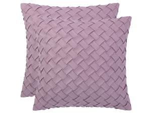 Throw Pillow Cover Stylish Basket Weave Pattern Soft Solid Decorative Pillow Case Home Decor Design Cushion Cover for Sofa Bedroom Car, Purple 2Pcs,18"x18"
