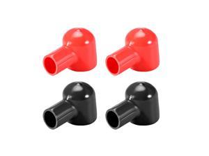 Battery Terminal Insulating Rubber Protector Covers 22mmx12mm Red Black 2 Pairs 