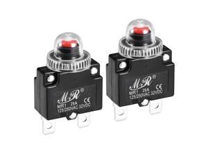 Thermal Circuit Breakers 29A 125/250V AC 32V DC Push Button Reset Overload Protector Switch with Waterproof Cap 2 Pcs