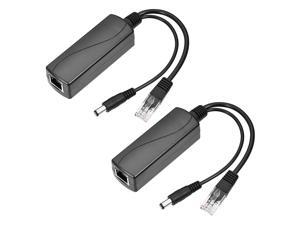 Active PoE Splitter Power over Ethernet Adapter 44V To 12V 2A IEEE 802.3af/at Compliant for Surveillance Camera with 145mm Wire 2Pcs