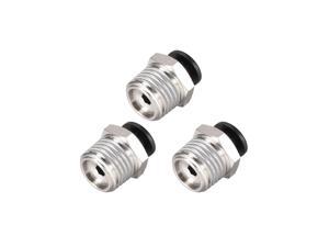 Straight Pneumatic Push To Quick Connect Fittings 1/4NPT Male X 4mm Tube OD Silver Tone 3pcs
