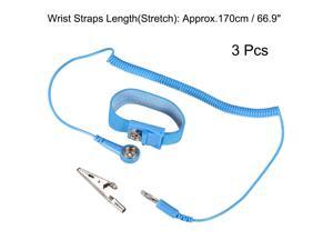 Anti Static Wrist Straps, ESD Components, Stainless Steel Magnetic Tray Grounding Wire Alligator Clip 3pcs