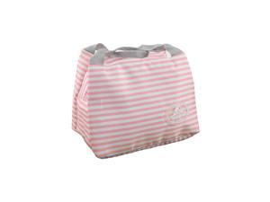 Lunch Bag Box Travel Polyester Fabric Lunch Tote Insulated Hand Bag Dinner Warmer Cooler Pouch Carry Bag, Pink, Stripe Pattern