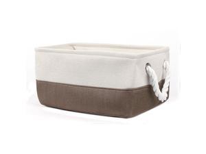 Foldable Fabric Storage Toy Basket Laundry Bin，Coffee Color