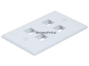 Monoprice 4-Hole 1-Gang Keystone Wall Plate - White Monoprice 4-Hole 1-Gang Keystone Wall Plate - White