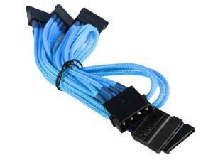 Light Blue 4-Pin Molex to 5 x SATA Cable Premium Braided Adapter PC Computer Light Blue 4-Pin Molex to 5 x SATA Cable Premium Braided Adapter PC Computer