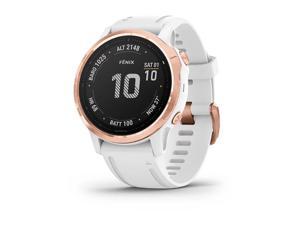 Garmin fenix 6S Pro, Rose Gold w/ White Band GPS Watch