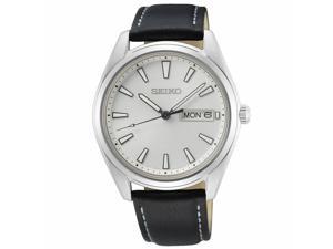Seiko SUR447 40mm Day-Date Quartz Watch with Silver Color Dial