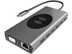 ZLDGYG SMDMM 15-in-1 USB C Hub Laptop Docking Station Type C Hub Wireless Charger for Laptop Power Delivery with 1000M Rj45 Ethernet ZLDGYG SMDMM 15-in-1 USB C Hub Laptop Docking Station Type C Hub Wireless Charger for Laptop Power Delivery with 1000M Rj45 Ethernet