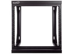 NavePoint 9U Wall Mount IT Open Frame 19" Rack with Swing Out Hinged Gate Black