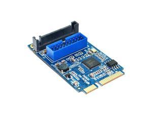 Motherboard Mini PCI Express to Dual USB 3.0 20-pin Expansion Card Adapter,Mini PCIe PCI-e to 2 ports USB 3.0 w/ SATA power