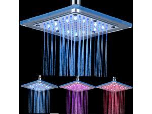 LED Temperature Control Shower Head 3-color Change Bathroom Fixed Top Spray Stainless Steel + Glass SDH-B5 LED Temperature Control Shower Head 3-color Change Bathroom Fixed Top Spray Stainless Steel + Glass SDH-B5