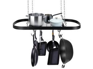 Aquaterior Ceiling Mount Cookware Rack with 12 Hooks Pan and Pot Hanger Kitchen
