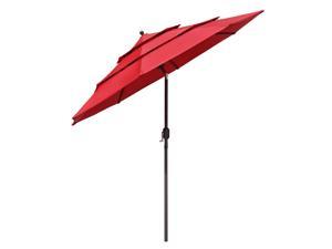 Yescom 9 Ft 3 Tier Patio Umbrella with Crank Handle Push to Tilt Aluminum Outdoor Café