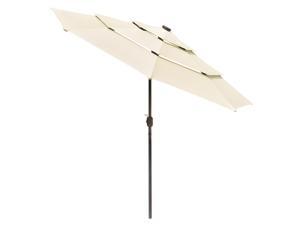 Yescom 10 Ft 3 Tier Patio Umbrella with Solar LED Crank Tilt Button Outdoor