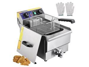 Commercial Restaurant Electric 11.7L Deep Fryer w/ Timer and Drain Stainless Steel