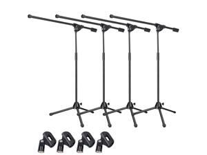 Microphone Boom Arm Stand Tripod Holder Mic Clip Adjustable Height Mount [4 Pack]