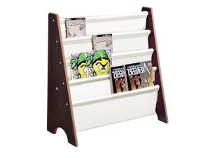 Kids Book Shelf Sling Storage Rack Organizer Bookcase Display Holder Walnut