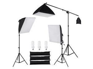 Photography Studio Kit w/ 3 Softbox 1 Boom Arm 3 Tripod Stands 3x45W Bulbs Photo Video