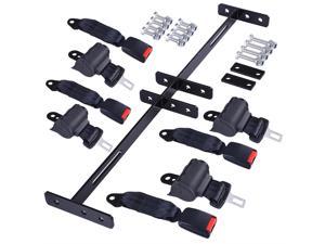4 Retractable Universal Golf Cart Seat Belts and Bracket Kit for TXT&RXV of EZGO Yamaha Club Car