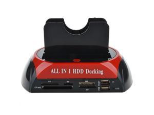DHL HDD Docking Station mit Xwei Festplatten für 2,5" 3,5" IDE SATA USB 2.0 Hub 