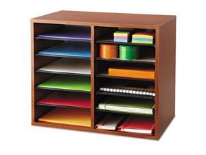 Wood Adjustable Literature Organizer - 12 Compartment in Cherry by Safco