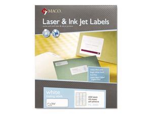 Maco MML-3000 1" x 2 5/8" White Label 30 Labels - 100 Sheets Maco MML-3000 1" x 2 5/8" White Label 30 Labels - 100 Sheets