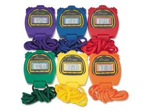 Water-Resistant Stopwatches, 1/100 Second, Assorted Colors, 6/Set 910SET