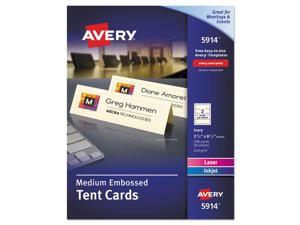 Avery Medium Embossed Tent Cards Ivory 2 1/2 x 8 1/2 2 Cards/Sheet 100/Box 5914 Avery Medium Embossed Tent Cards Ivory 2 1/2 x 8 1/2 2 Cards/Sheet 100/Box 5914