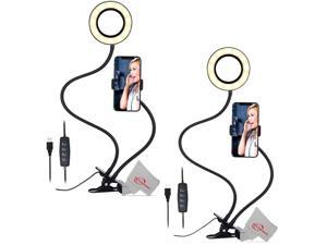 2pcs Selfie Ring Light with Cell Phone Holder and Desk Clamp Clip for Live Streaming