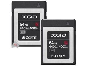 Two Packs Sony 64GB G Series XQD Memory Card