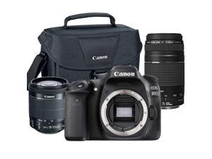 Canon EOS Rebel 80D 242MP DSLR Camera with 1855mm Lens  75300mm Lens and Canon 100ES Camera Case