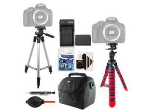 Tall + Flexible Tripod + Replacement for LP-E10 Battery + Lens Pen + Dust Blower + Universal Screen Protector + Gadget Bag + 3pc Cleaning Kit Tall + Flexible Tripod + Replacement for LP-E10 Battery + Lens Pen + Dust Blower + Universal Screen Protector + Gadget Bag + 3pc Cleaning Kit