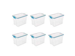 Sterilite 19324306 20 Quart/19 Liter Gasket Box, Clear with Blue Aquarium Latches and Gasket 6-Pack