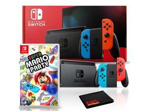 Nintendo Switch with Neon Blue and Red Joy-Con Bundle with Super Mario Party
