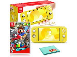 Nintendo Switch Lite (Yellow) Bundle with Super Mario Odyssey and 6Ave Cloth