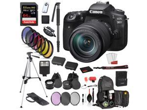 Canon EOS 90D DSLR Camera with 18-135mm Lens  Bundle: SanDisk Extreme Pro 64gb SD + Battery for LPE6 + MORE
