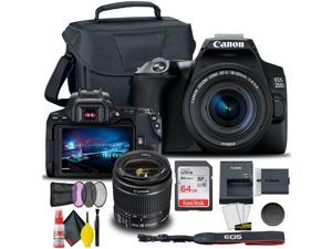 Canon EOS 250D / Rebel SL3 DSLR Camera with 18-55mm Lens (Black) + Creative Filter Set, EOS Camera Bag +  Sandisk Ultra 64GB Card + 6AVE Electronics Cleaning Set, And More (International Model)