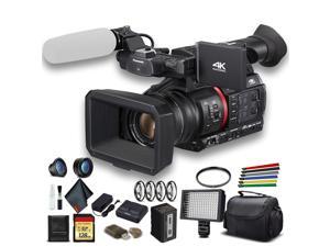Panasonic 4K Camcorder W Padded Case 128 GB Memory Card Lens Attachments Wire Straps LED Light And More