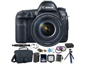 Canon EOS 5D Mark IV Digital SLR Camera with 24105mm f4L II Lens  Bundle with Spare Battery  Tripod  LED Light  32 GB Memory Card  More