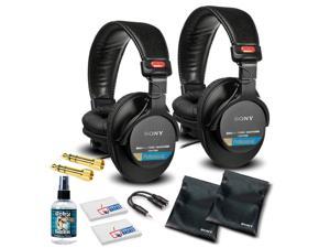Sony MDR-7506 Headphones Professional Large Diaphragm Headphone (2 Pack) Bundle with Headphone Cleaning Solution