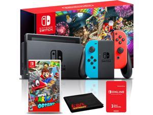 Nintendo Switch Neon BlueRed  Mario Kart 8 Deluxe  Super Mario Odyssey  3 Month Online Membership  6Ave Cloth