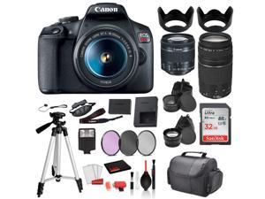 Canon EOS Rebel T7 Digital SLR Camera with 18-55mm Lens and EF 73-300mm  SanDisk 32gb SD  + 3PC Filter Kit + MORE